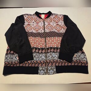 Rafaella Womens Plus Size Boho Zip Up Bomber Jacket. EUC - Like New, Size 3X